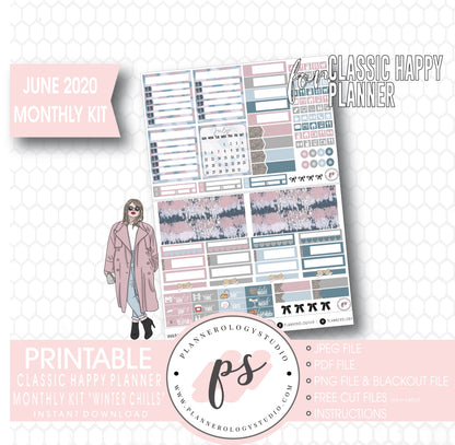 Winter Chills June 2020 Monthly View Kit Digital Printable Planner Stickers (for use with Classic Happy Planner) - Plannerologystudio