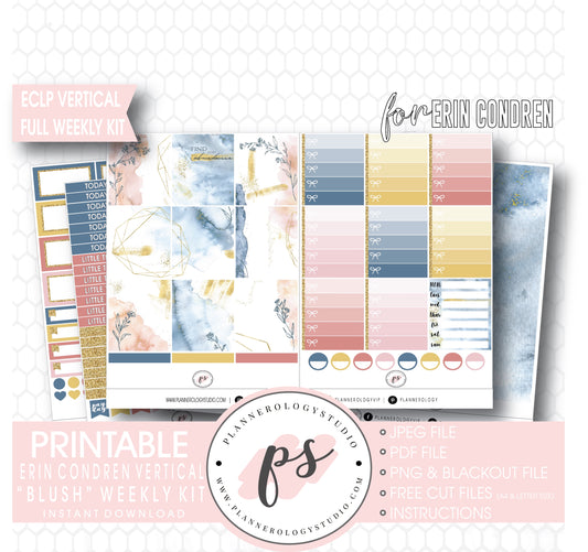 Blush Full Weekly Kit Printable Planner Digital Stickers (for use with Erin Condren Vertical) - Plannerologystudio