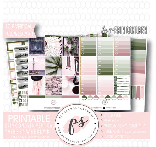 Vibes Stock Photo Full Weekly Kit Printable Planner Digital Stickers (for use with Erin Condren Vertical) - Plannerologystudio