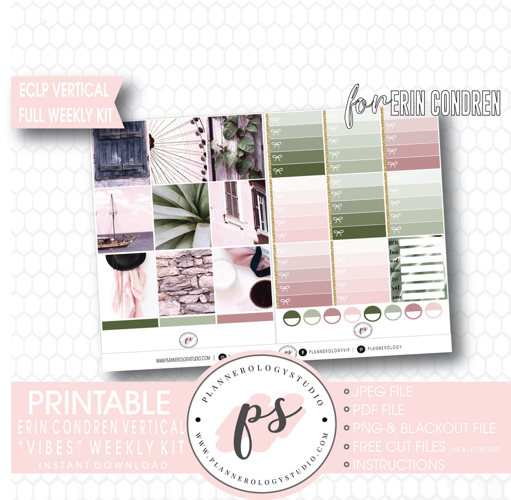 Vibes Stock Photo Full Weekly Kit Printable Planner Digital Stickers (for use with Erin Condren Vertical) - Plannerologystudio