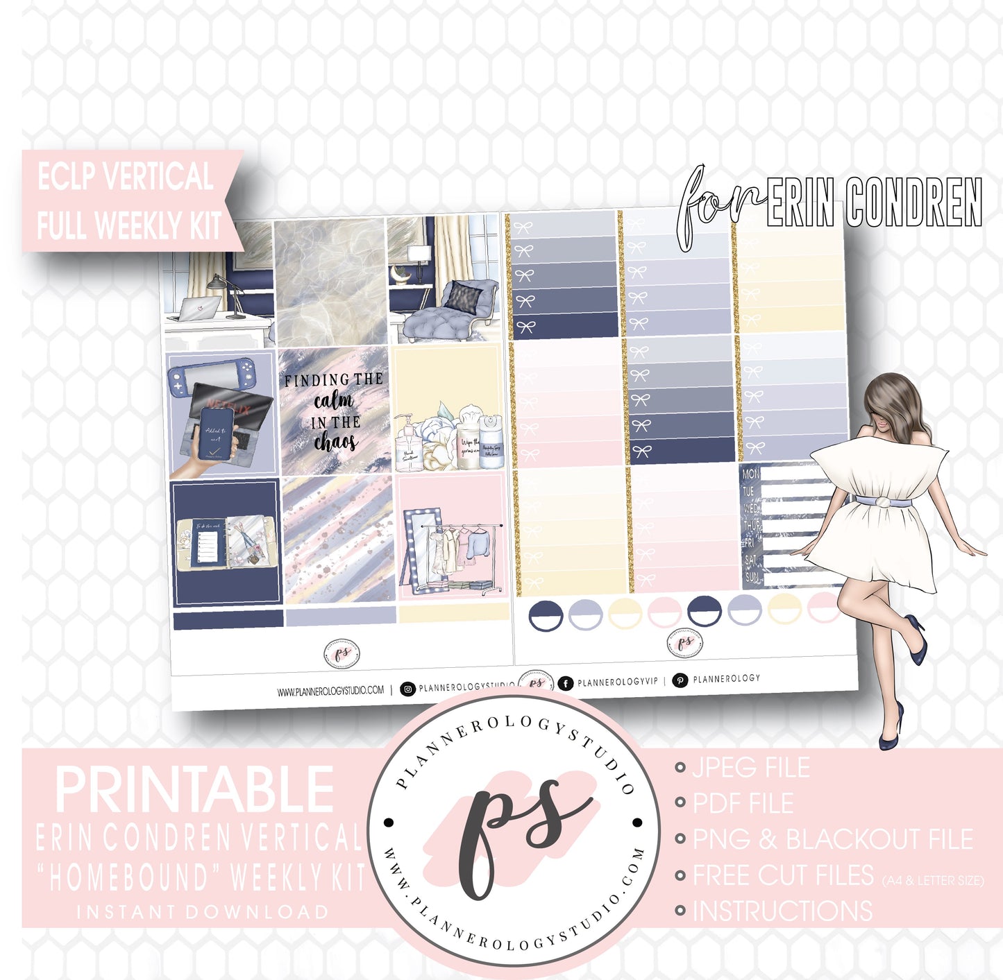Homebound Full Weekly Kit Printable Planner Digital Stickers (for use with Erin Condren Vertical) - Plannerologystudio
