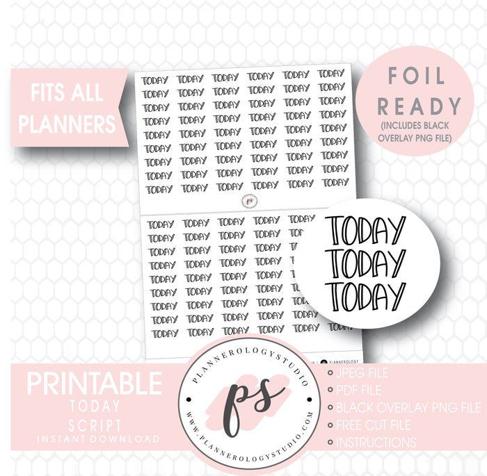 Today Script Digital Printable Planner Stickers (Foil Ready) - Plannerologystudio