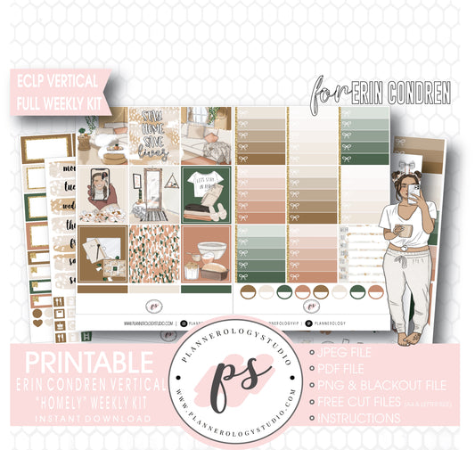 Homely Full Weekly Kit Printable Planner Digital Stickers (for use with Erin Condren Vertical) - Plannerologystudio