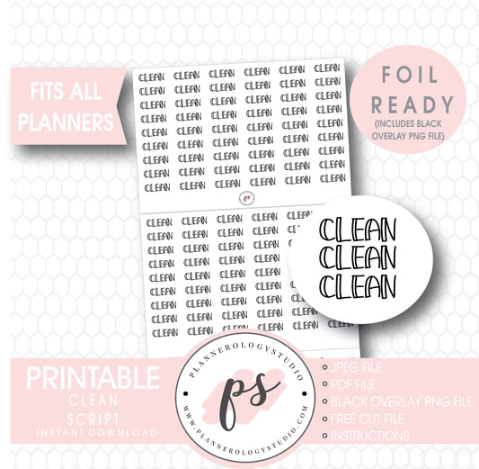 Clean Bujo Script Digital Printable Planner Stickers (Foil Ready) - Plannerologystudio