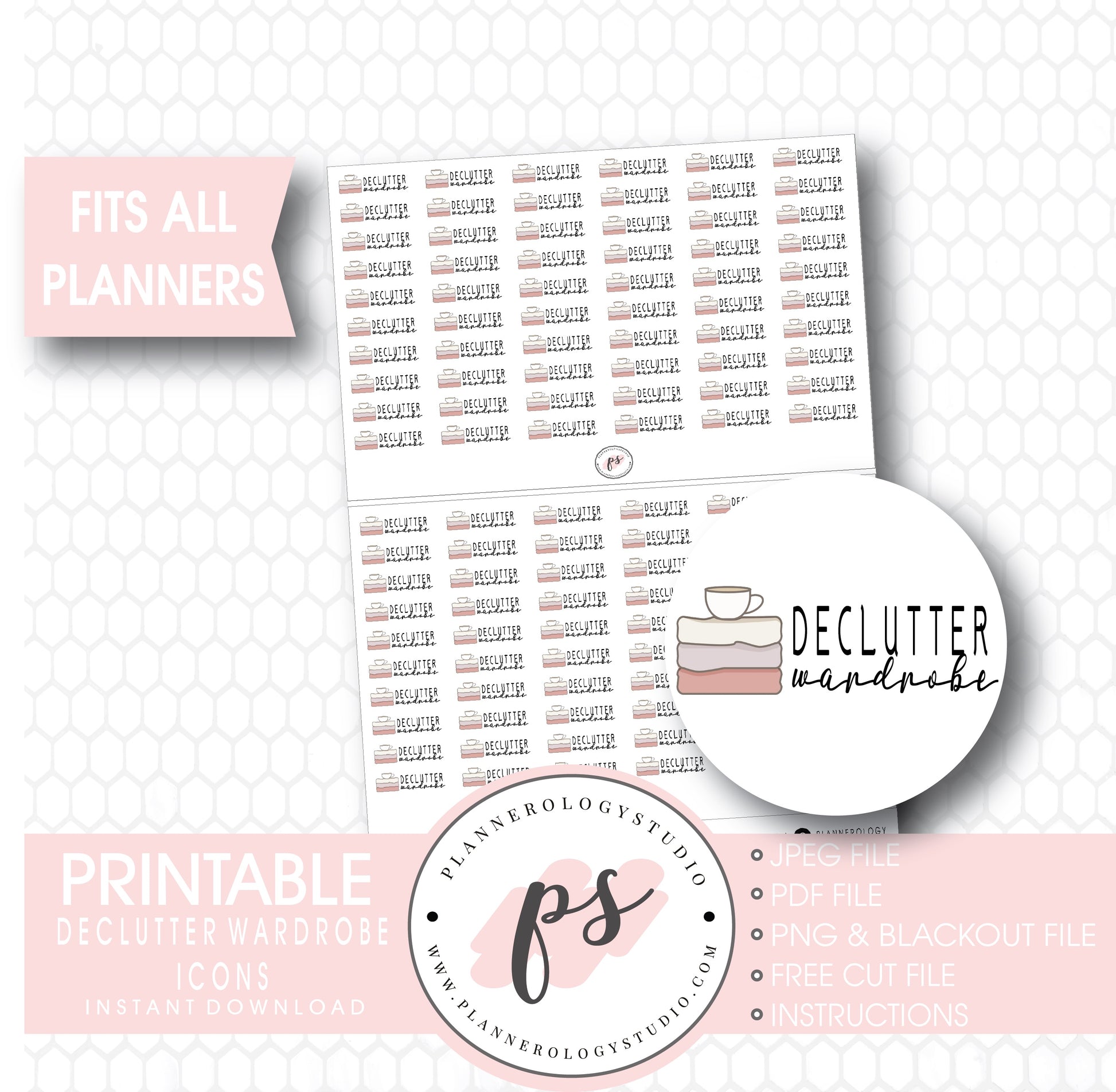 Declutter Wardrobe (KonMari Inspired) Icon Digital Printable Planner Stickers - Plannerologystudio