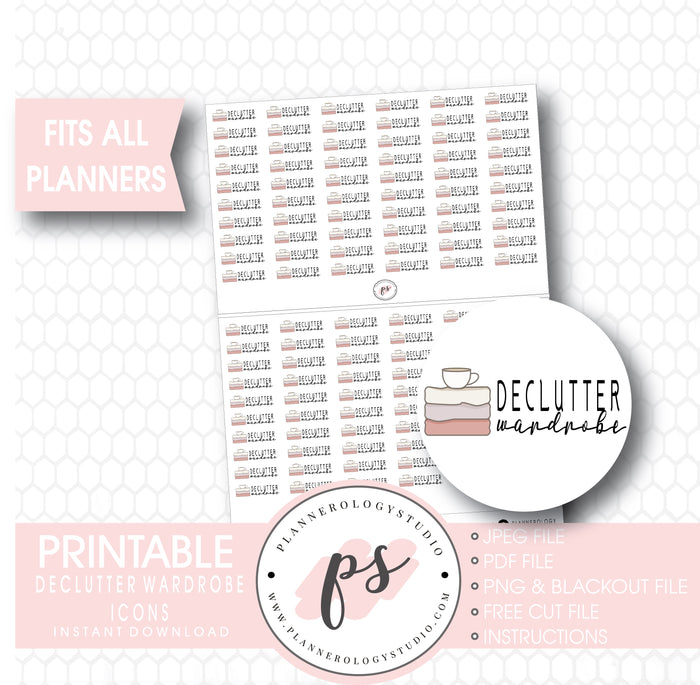 Declutter Wardrobe (KonMari Inspired) Icon Digital Printable Planner Stickers - Plannerologystudio
