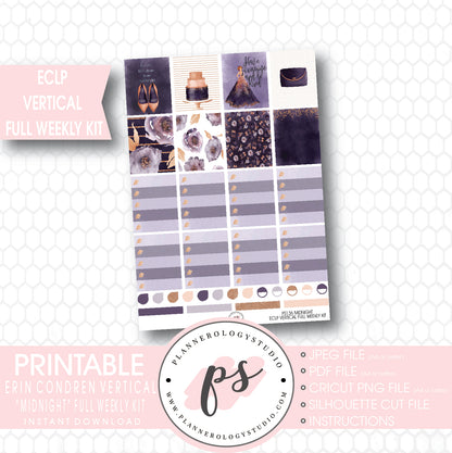 Midnight Full Weekly Kit Printable Planner Stickers (for use with ECLP Vertical) - Plannerologystudio
