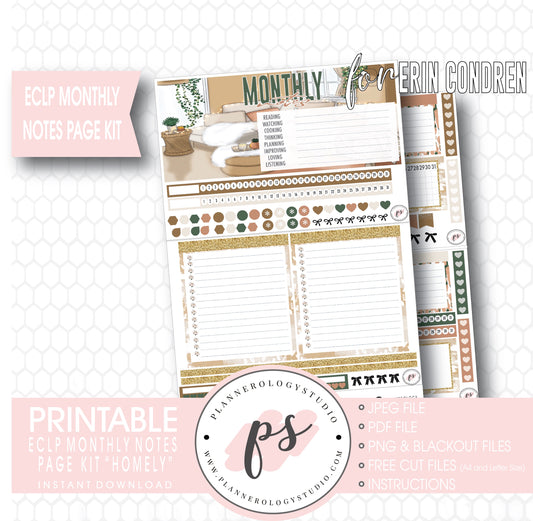 Homely Monthly Notes Page Kit Digital Printable Planner Stickers (for use with Standard A5 Wide Planners)