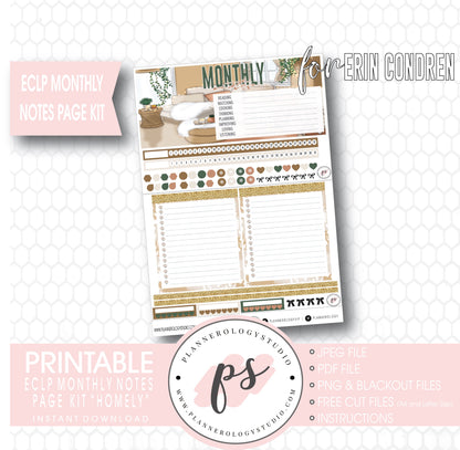 Homely Monthly Notes Page Kit Digital Printable Planner Stickers (for use with Standard A5 Wide Planners)