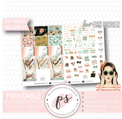 By the Pool Full Weekly Kit Printable Planner Digital Stickers (for use with Standard Vertical A5 Wide Planners)