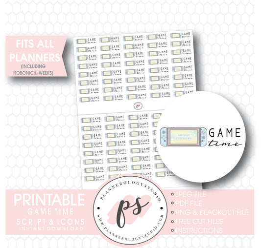 Animal Crossing Nintendo Switch Game Time Bujo Script & Icon Digital Printable Planner Stickers