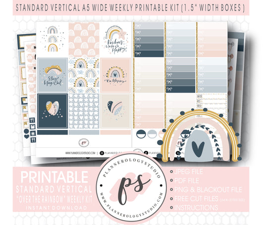 Over the Rainbow Weekly Kit Printable Planner Digital Stickers (for use with Standard Vertical A5 Wide Planners)