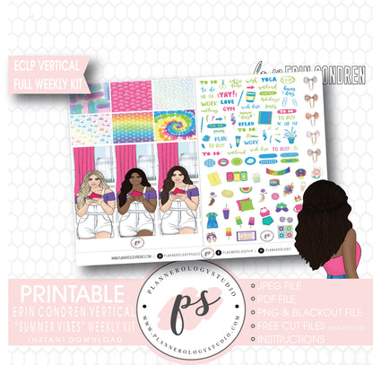 Summer Vibes Full Weekly Kit Printable Planner Digital Stickers (for use with Standard Vertical A5 Wide Planners)