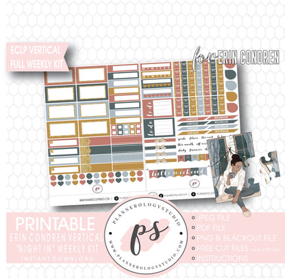 Night In Full Weekly Kit Printable Planner Digital Stickers (for use with Standard Vertical A5 Wide Planners)