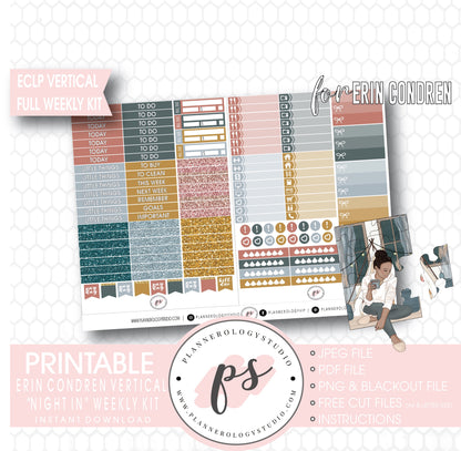 Night In Full Weekly Kit Printable Planner Digital Stickers (for use with Standard Vertical A5 Wide Planners)