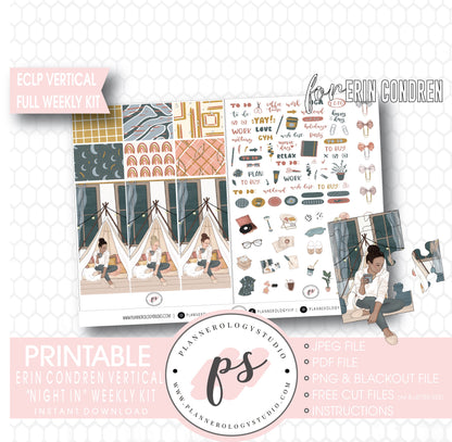 Night In Full Weekly Kit Printable Planner Digital Stickers (for use with Standard Vertical A5 Wide Planners)