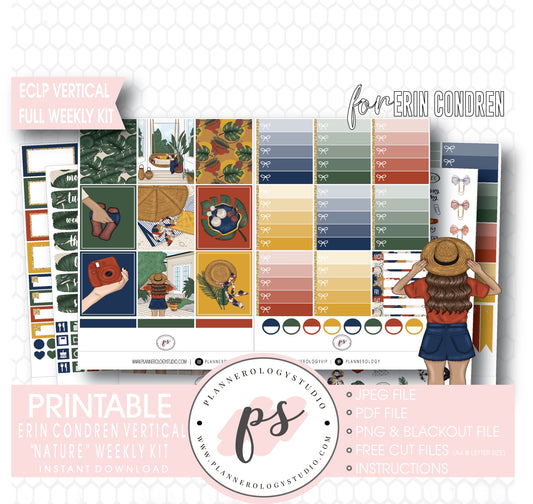 Nature Full Weekly Kit Printable Planner Digital Stickers (for use with Standard Vertical A5 Wide Planners)