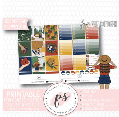 Nature Full Weekly Kit Printable Planner Digital Stickers (for use with Standard Vertical A5 Wide Planners)