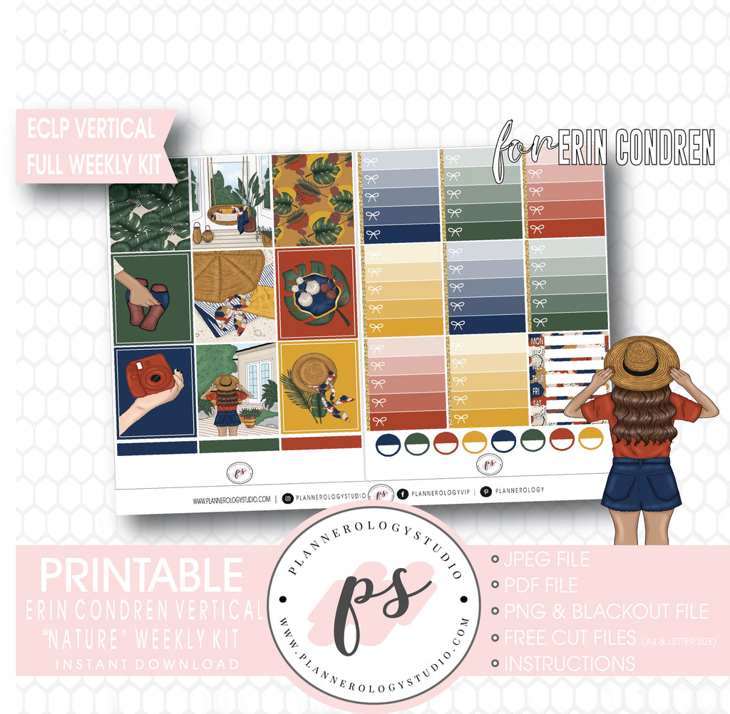 Nature Full Weekly Kit Printable Planner Digital Stickers (for use with Standard Vertical A5 Wide Planners)