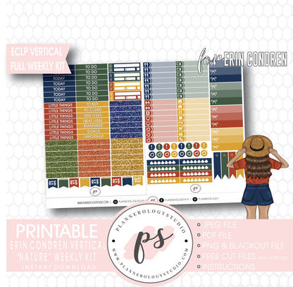 Nature Full Weekly Kit Printable Planner Digital Stickers (for use with Standard Vertical A5 Wide Planners)