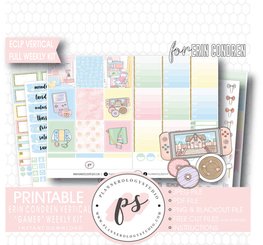 Gamer Full Weekly Kit Printable Planner Digital Stickers (for use with Standard Vertical A5 Wide Planners)