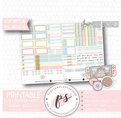 Gamer Full Weekly Kit Printable Planner Digital Stickers (for use with Standard Vertical A5 Wide Planners)