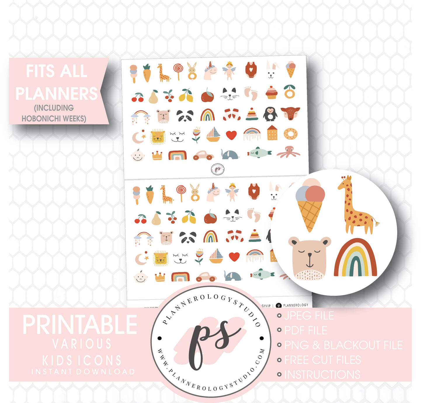 Various Kids Icon Digital Printable Planner Stickers