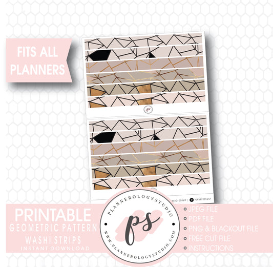 Geometric Pattern Washi Strip Digital Printable Planner Stickers