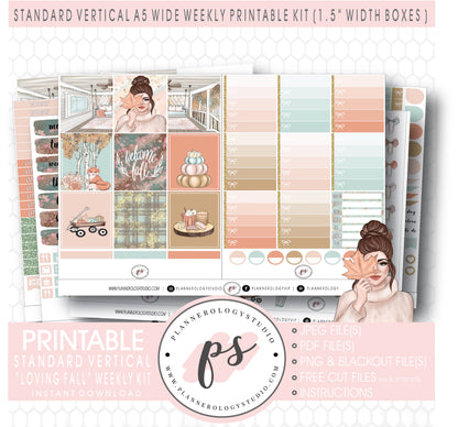 Loving Fall Weekly Digital Printable Planner Stickers Kit (for use with Standard Vertical A5 Wide Planners)