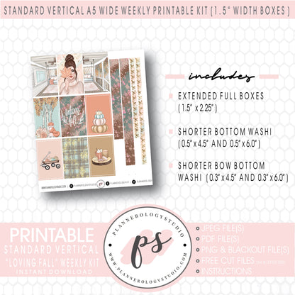 Loving Fall Weekly Digital Printable Planner Stickers Kit (for use with Standard Vertical A5 Wide Planners)