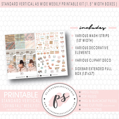 Loving Fall Weekly Digital Printable Planner Stickers Kit (for use with Standard Vertical A5 Wide Planners)