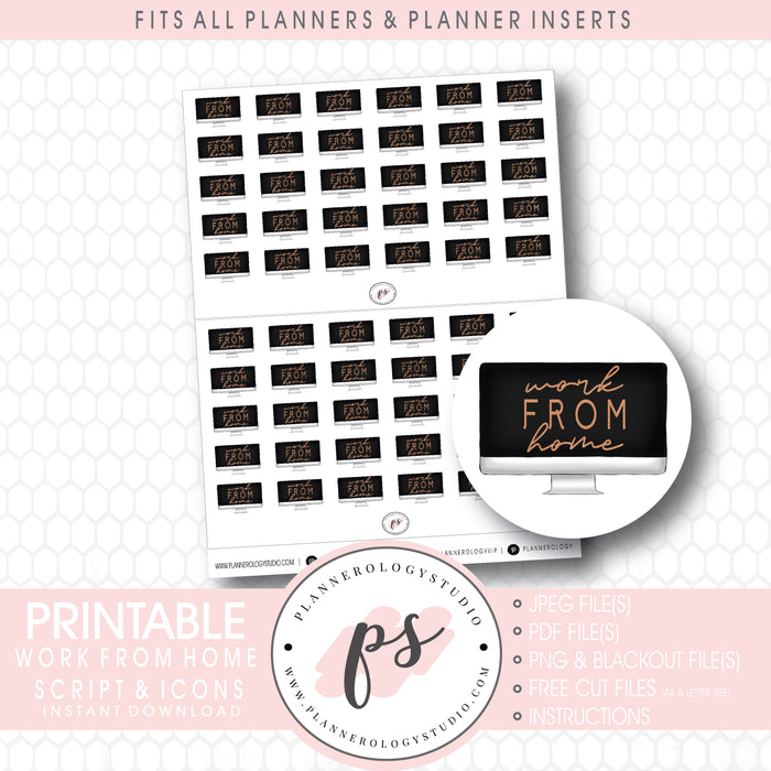 Work From Home Icon Digital Printable Planner Stickers