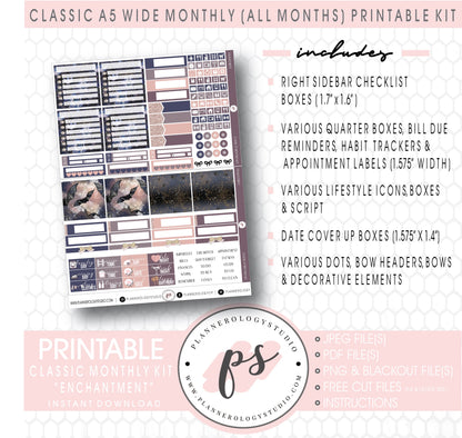 Enchantment Monthly Kit Digital Printable Planner Stickers (Undated All Months for Classic A5 Wide Planners)