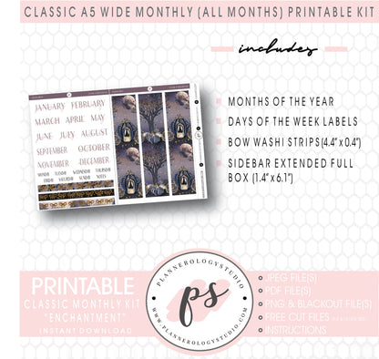 Enchantment Monthly Kit Digital Printable Planner Stickers (Undated All Months for Classic A5 Wide Planners)