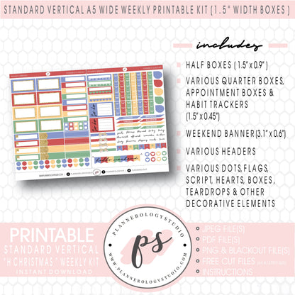 Hogwarts Christmas Weekly Digital Printable Planner Stickers Kit (for use with Standard Vertical A5 Wide Planners)