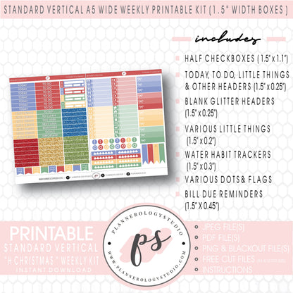 Hogwarts Christmas Weekly Digital Printable Planner Stickers Kit (for use with Standard Vertical A5 Wide Planners)