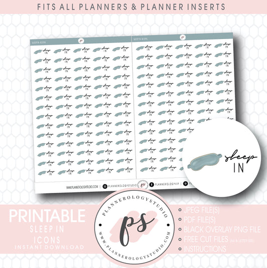 Sleep In Bujo Script & Icon Digital Printable Planner Stickers