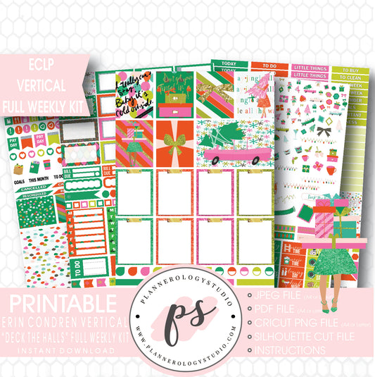 Deck the Halls Christmas Full Weekly Kit Printable Planner Stickers (for use with ECLP Vertical) - Plannerologystudio