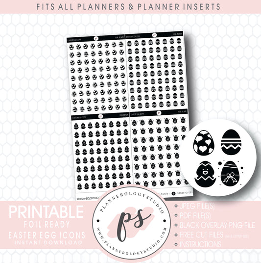 Easter Egg Icon Digital Printable Planner Stickers (Foil Ready)