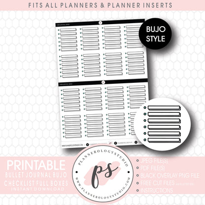 Checklist Full Boxes Bujo Bullet Journal Digital Printable Planner Stickers