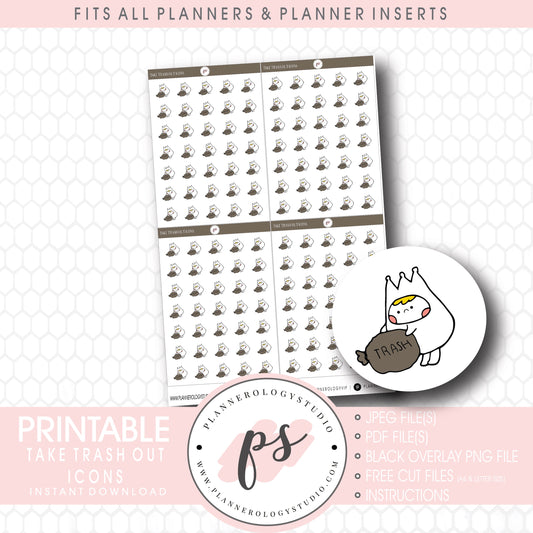 Take Trash Out Bujo Emoticon Icon Digital Printable Planner Stickers