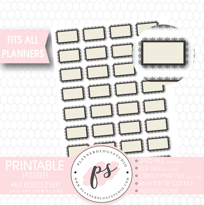 Spiderweb Halloween Printable Planner Stickers - Plannerologystudio