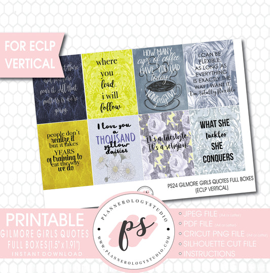 Gilmore Girls Quotes Full Box Printable Planner Stickers (for use with ECLP Vertical) - Plannerologystudio