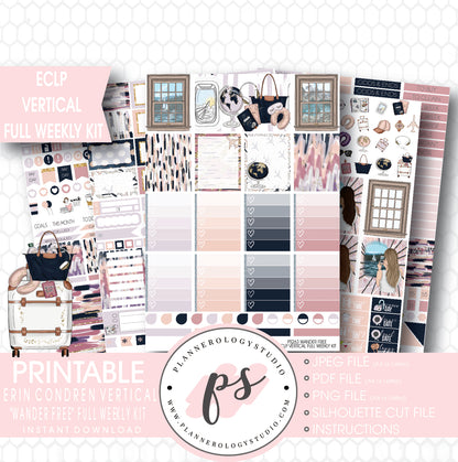 Wander Free Full Weekly Kit Printable Planner Stickers (for use with ECLP Vertical) - Plannerologystudio