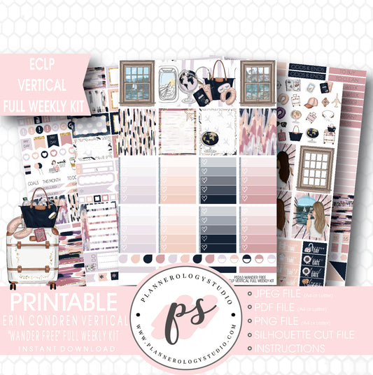 Wander Free Full Weekly Kit Printable Planner Stickers (for use with ECLP Vertical) - Plannerologystudio