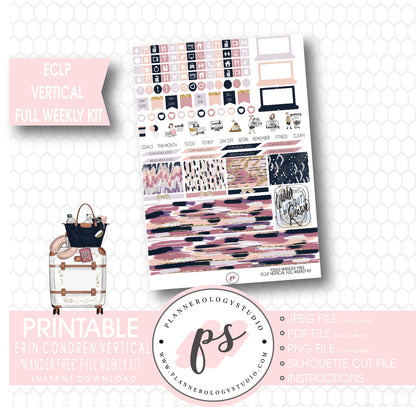 Wander Free Full Weekly Kit Printable Planner Stickers (for use with ECLP Vertical) - Plannerologystudio