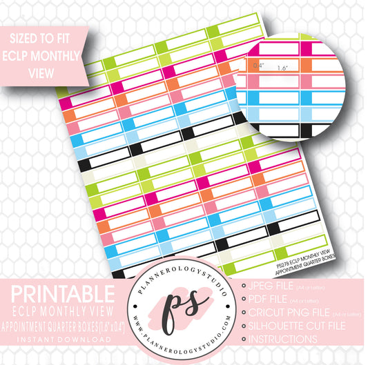 Monthly View Appointment Quarter Boxes Printable Planner Stickers (for use with ECLP) - Plannerologystudio