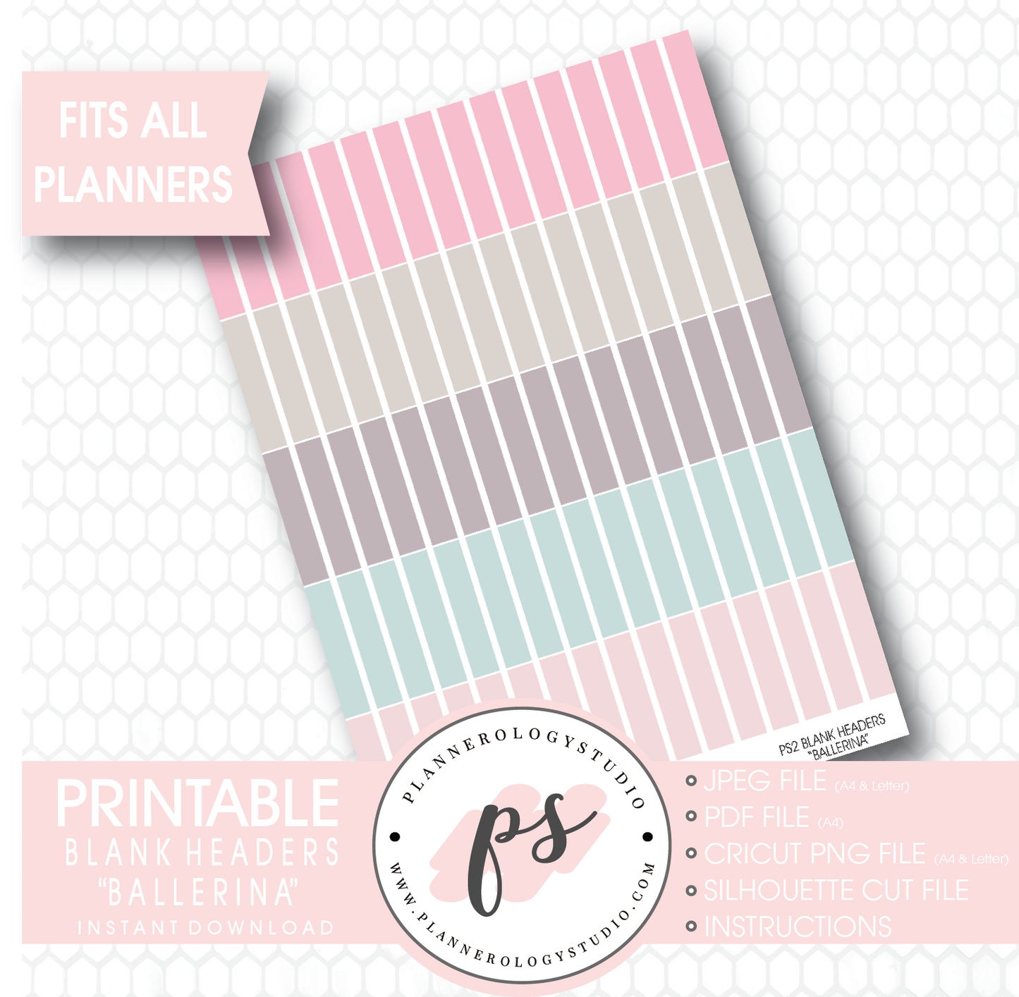 "Ballerina" Blank Header Printable Planner Stickers - Plannerologystudio