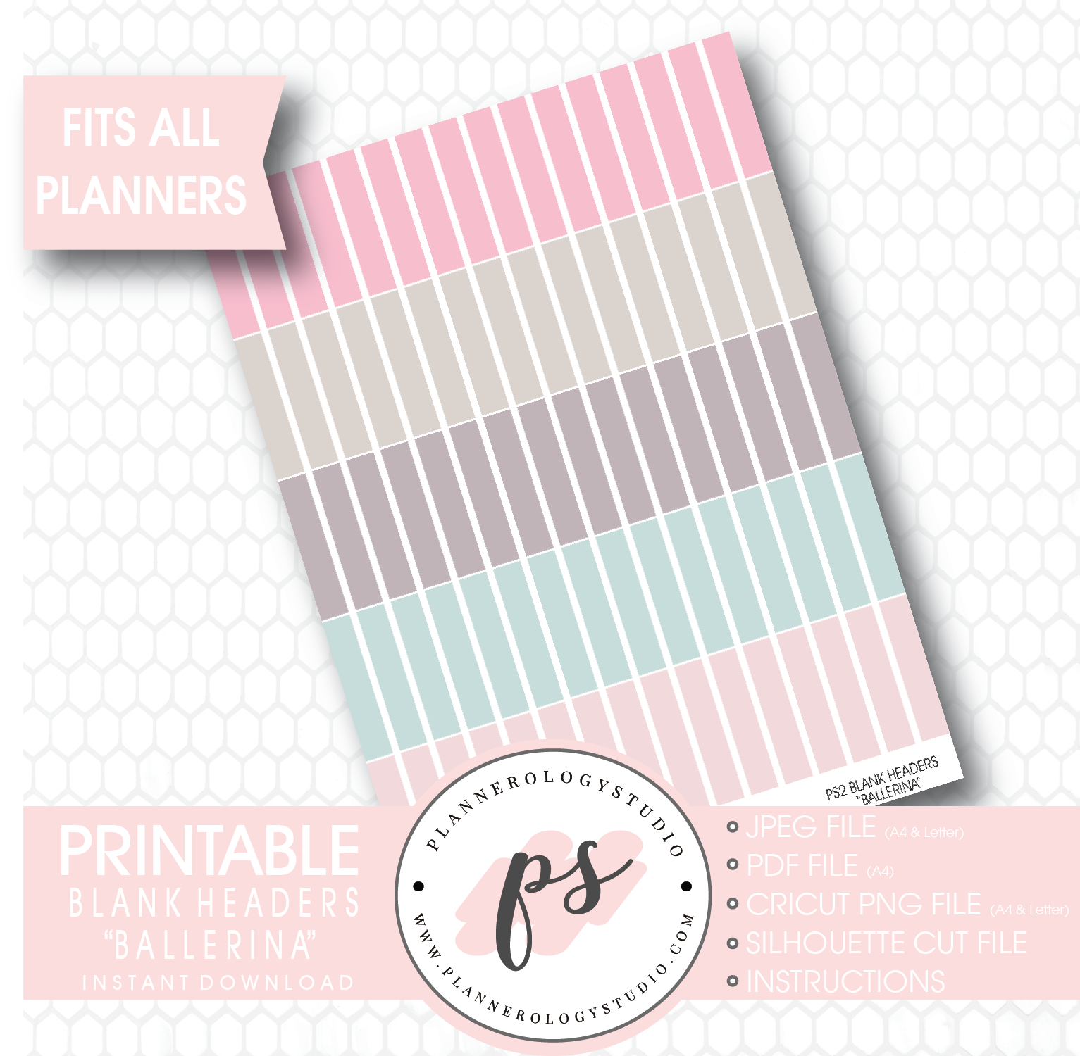 "Ballerina" Blank Header Printable Planner Stickers - Plannerologystudio