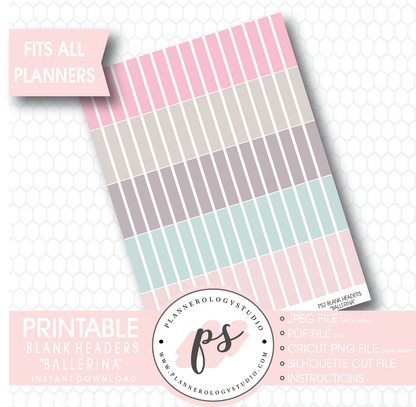 "Ballerina" Blank Header Printable Planner Stickers - Plannerologystudio